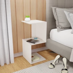 Mesa De Cabeceira Tipo S Branco Mesinha Lateral Canto Sala Quarto Várias Cores MVD Móveis