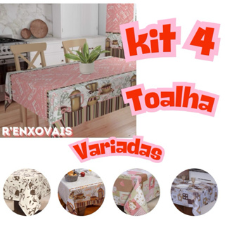 Kit 4 Toalha de Mesa Estampada 1,00x1,45 Decoração de Cozinha Atacado Variadas em Oferta na Shopee