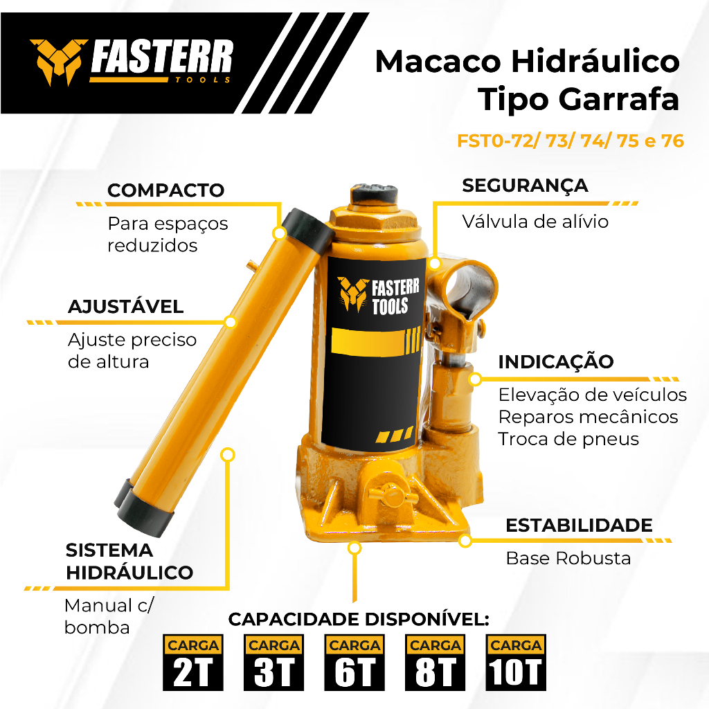 Kit Macaco Hidraulico 2 Toneladas + Kit de Ferramentas 142 Peças - Fasterr · foto 2