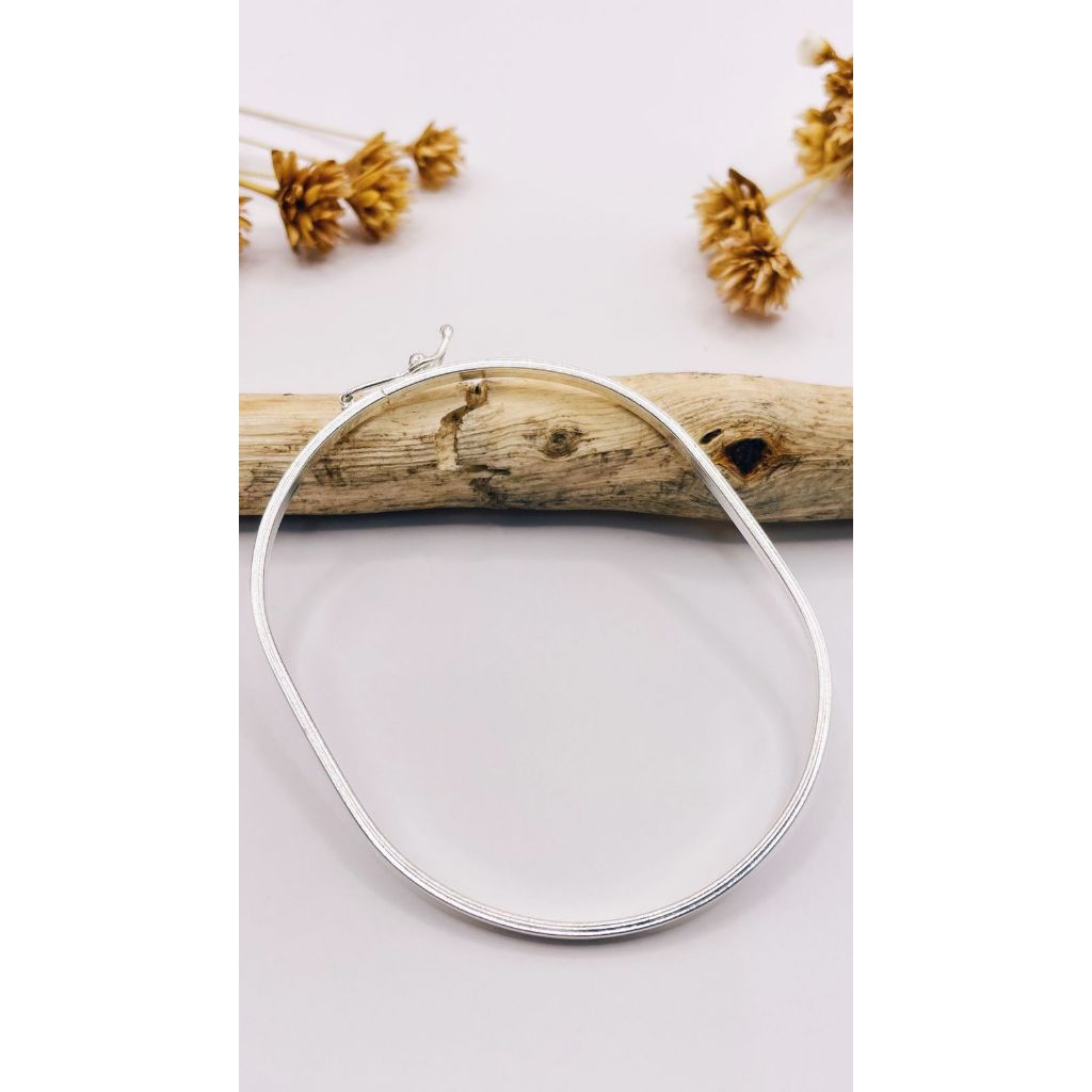 Bracelete Liso em Prata 925 Legítima Feminino Minimalista Clássico