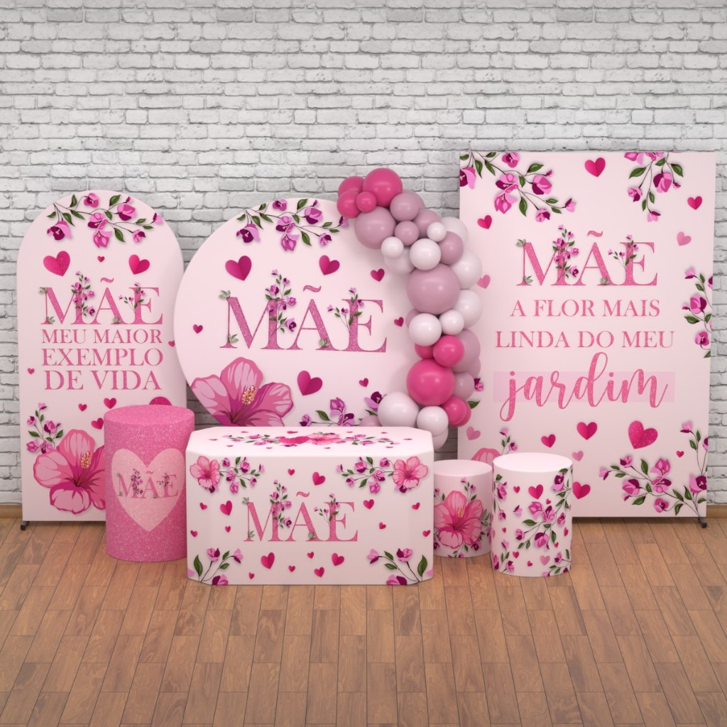 Decoração Dia das Mães: Kit Painéis E Capas de Cilindro Decorativas Dia das Mães Veste Fácil Sublimada em Oferta na Shopee
