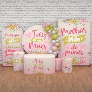 Decoração Dia das Mães: Kit de Capas para Cilindro e Painel Decorativos Dia das Mães Veste Fácil Sublimada em Oferta na Shopee