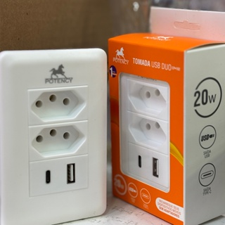 Tomada de Parede com Entrada USB e type-c - Carregador Universal para Dispositivos Móveis Casa e Escritório em Oferta na Shopee