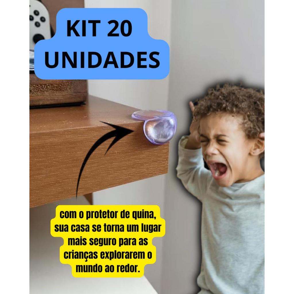 kit 20 Protetores De Quina Silicone Redondo Para Crianças E Bebes Proteção Canto de Mesa e armários
