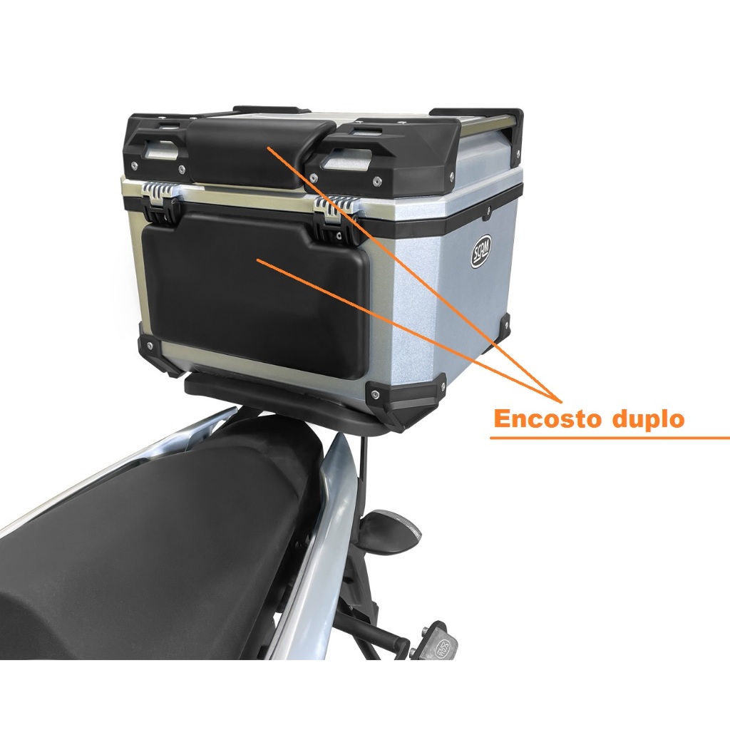 Bau Bauleto Traseiro Moto Universal Top Case Tipo aluminio Economy Original Scam Prata 42 Litros · foto 2