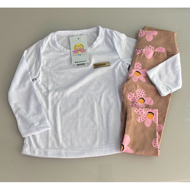 Conjunto Blusa batinha/ Legging meninas infantil 1/2/3 em Oferta na Shopee