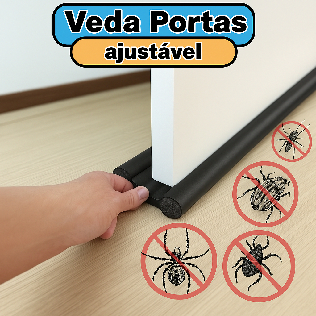 Kit 3 Veda Porta AJUSTÁVEL Proteção Protetor de Porta Impermeável Rolinho Duplo 80cm Comprimento