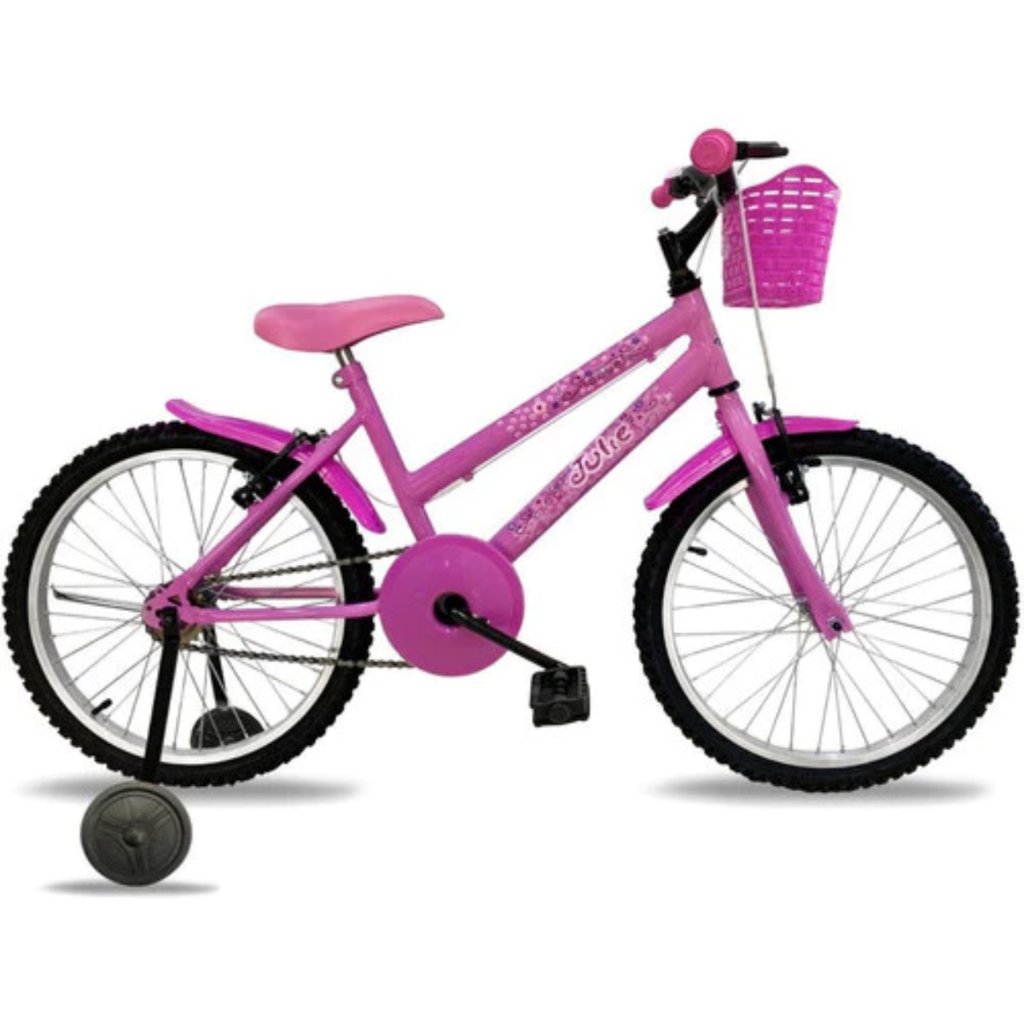 Bicicleta Julie ROSA Aro 20 Power Bike Infantil Feminina C/ Rodas