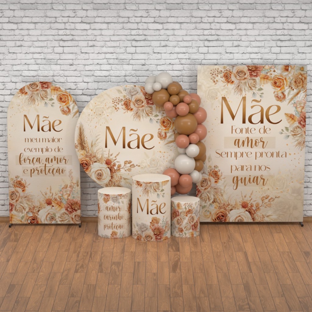 Decoração Dia das Mães: Capa de Cilindro e Painel Decorativo Dia das Mães Veste Fácil Sublimada em Oferta na Shopee