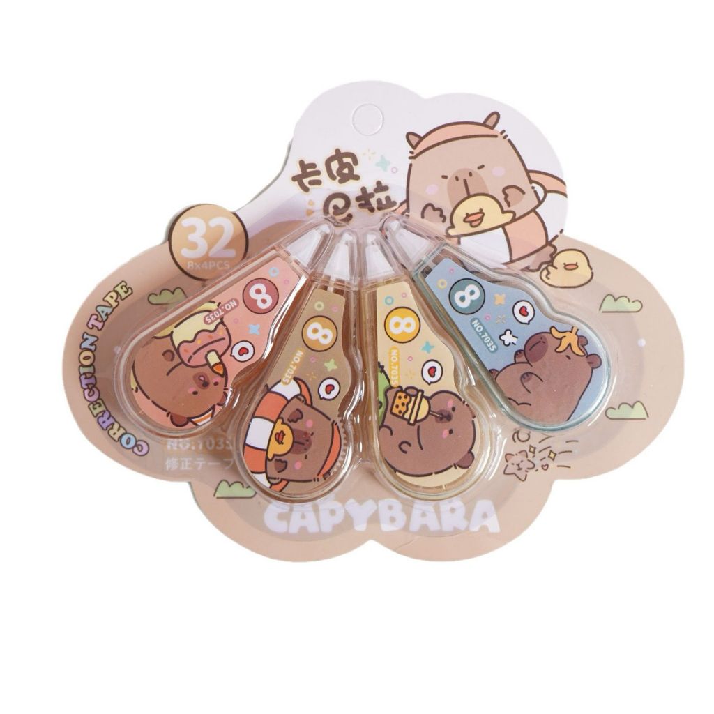 Kit 1/4 Unidades Corretivos Capybara  - Papelaria Fofa em Oferta na Shopee