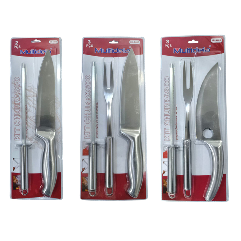 Kit Faca Inox Cozinha Profissional 2 e 3 Peças