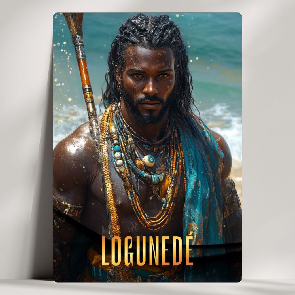 Quadro Decorativo Orixá Logunedé - Umbanda Candomblé Oxalá - Coleção Realista
