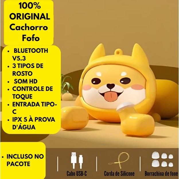 Fone Bluetooth Estilo Animal com 4 Visuais Divertidos em 3 Cores Diferentes 🐶/IT Blue LE-2437 em Oferta na Shopee