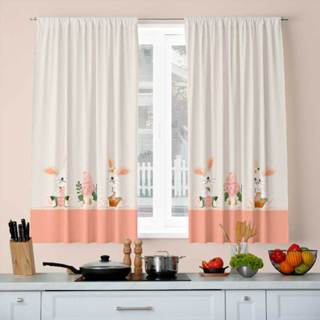 Cortinas para Cozinha Páscoa passa varão Tamanho 2.00m x 1.36m Decoração Coelhinho e Coelhinha em Oferta na Shopee