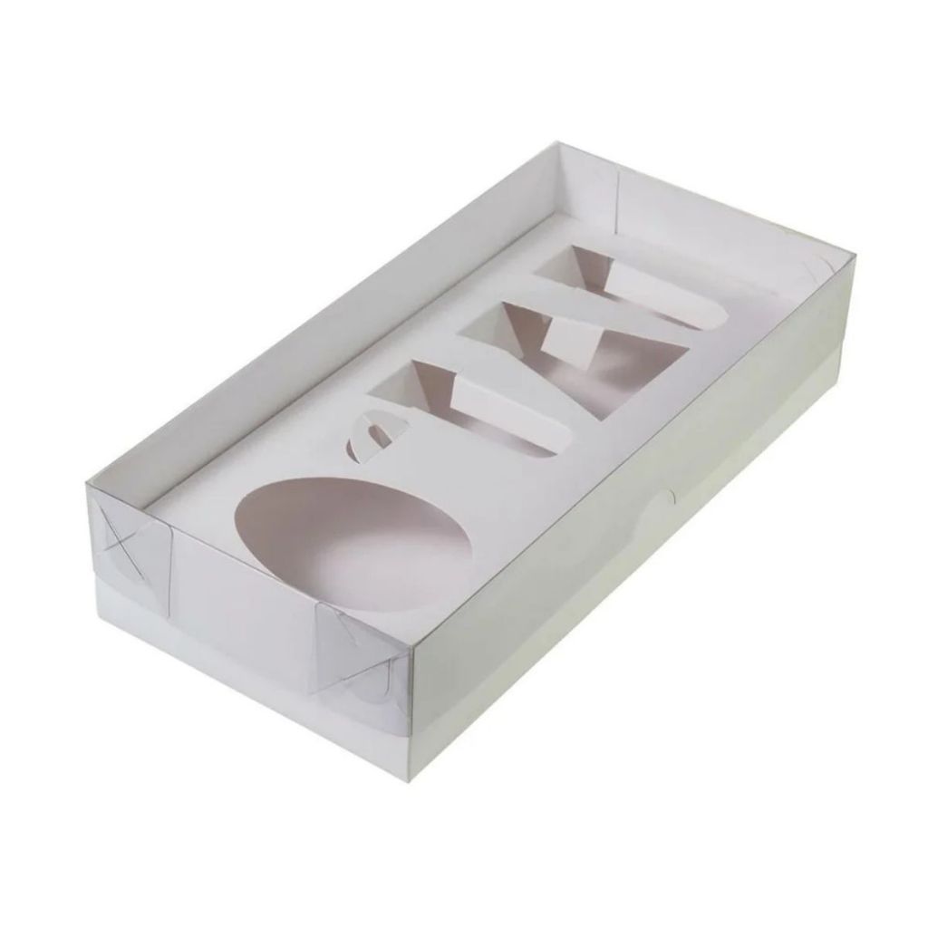 Caixa Kit Confeiteiro  Branco - Meio Ovo de 150g - 28x14x6cm - 5 unidades - Rizzo. em Oferta na Shopee