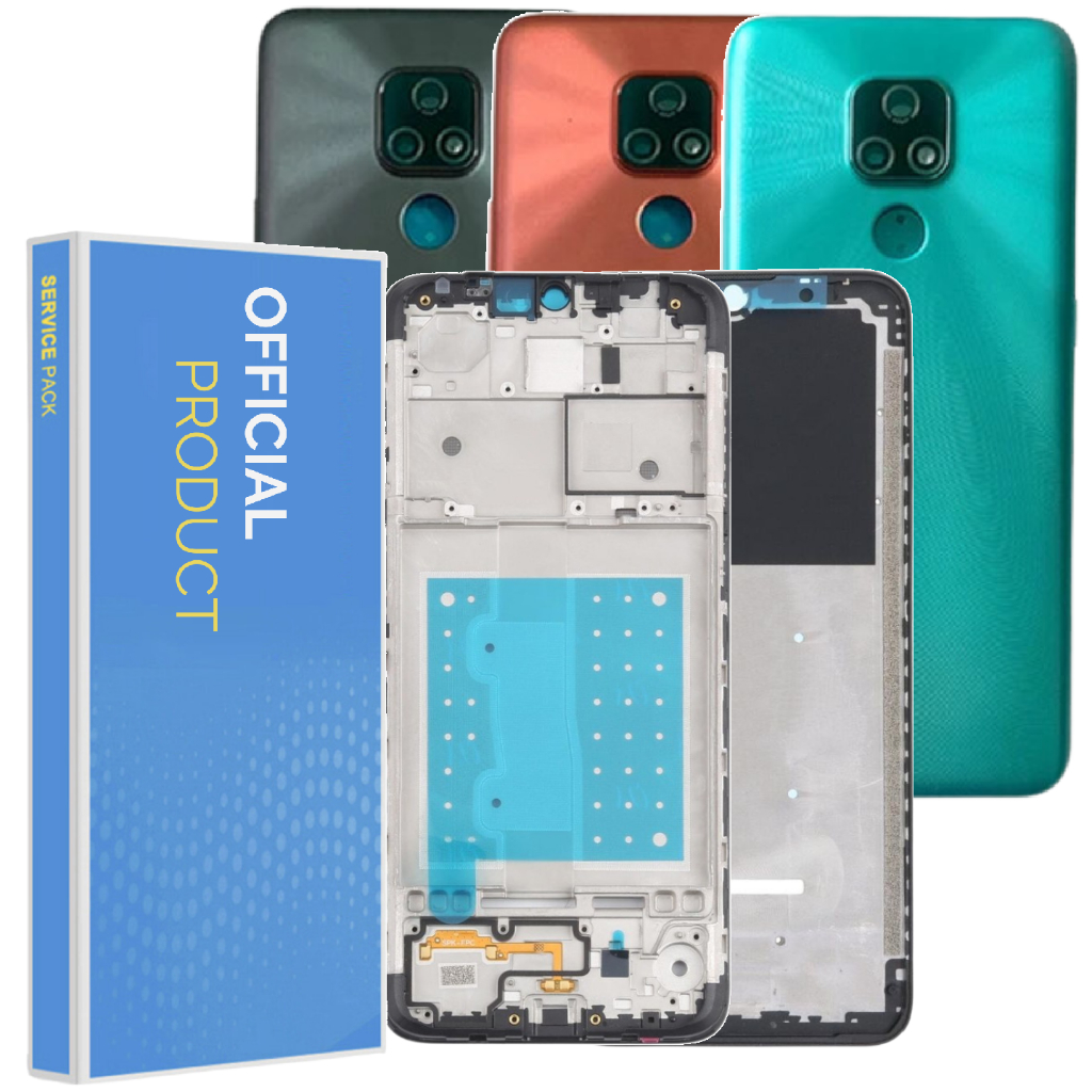 Carcaça Completa Compatível Moto E7 XT2095 Aro Lateral Chassis + Tampa Traseira + Lente da Câmera!