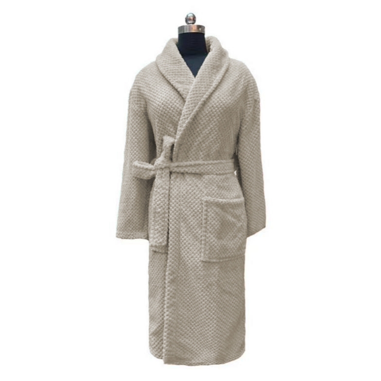 Roupão Adulto Tecido Fleece Unissex Super Macio Pelúcia Bege M