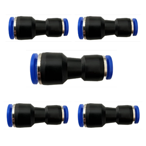 Kit 5 pçs - Conexão Pneumática Emenda União Redução Reta