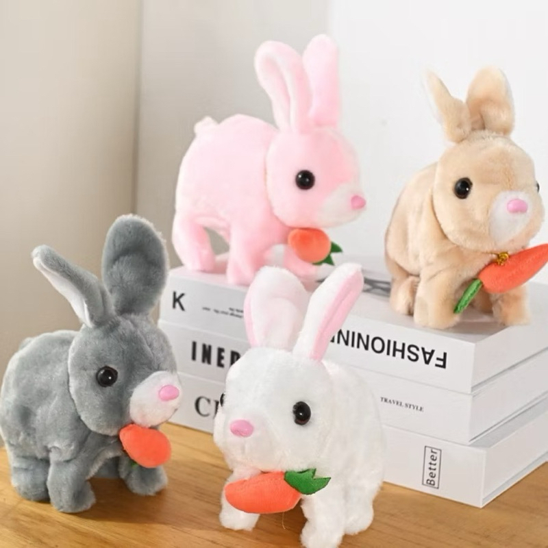 Brinquedo Bichinho Coelho com luz Pelúcia Coelhinho Elétrico Infantil Para Caminhar e Pular