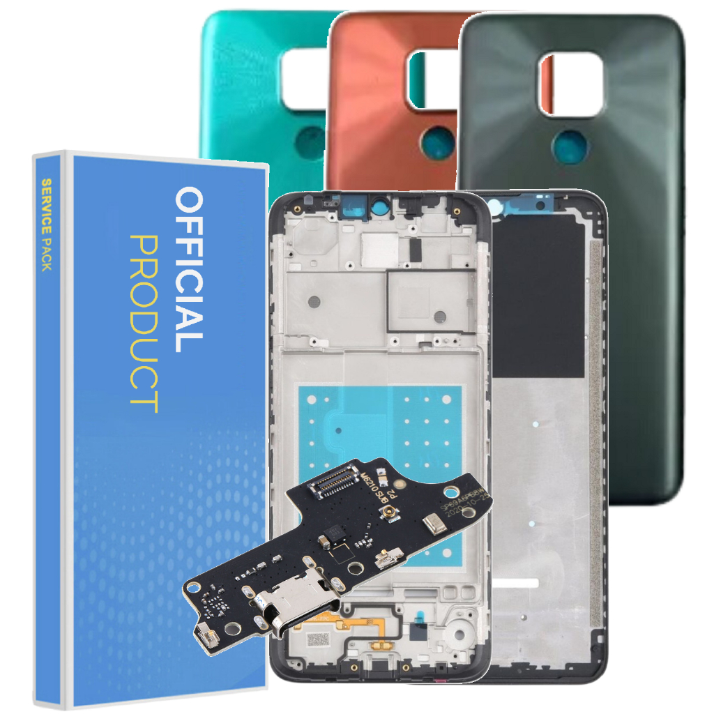 Kit Carcaça Aro Chassis + Com Tampa + Placa de Carga Compatível Moto E7 XT2095 + 1 Ano Garantia!
