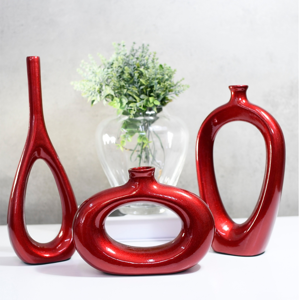 3 Vasos Enfeites Cerâmica Moderno Centro Mesa Decorativo Peças Casa para Rack Sala Aparador Conjunto em Oferta na Shopee