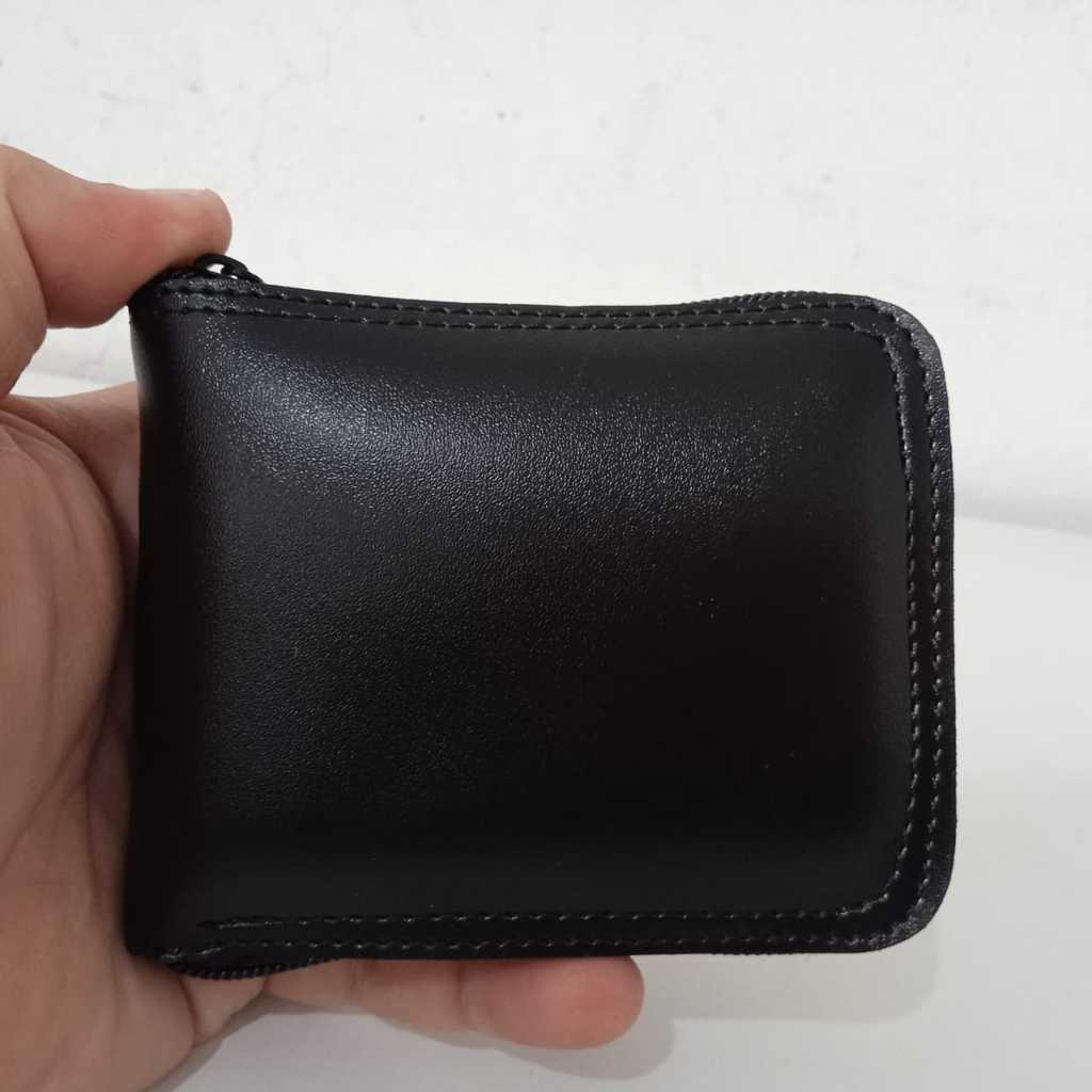 Carteira Masculina De Couro Grande Com Fecho De Ziper