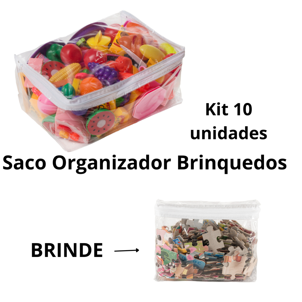 Kit 10 Saco Organizador De Brinquedos Guarda Roupas Multiuso Acessórios Infantil Com Zíper