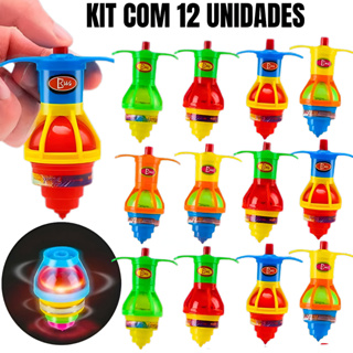Kit Com 3/6/12 Giro Pião, Pião + Lançador Com Luz De Led Colorida, Giroscópio em Oferta na Shopee