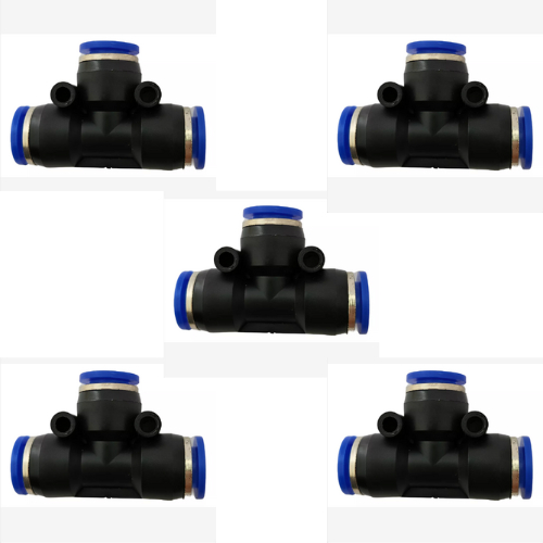 Kit 5 pçs - Conexão Pneumática Emenda União Igual em T (Tee)