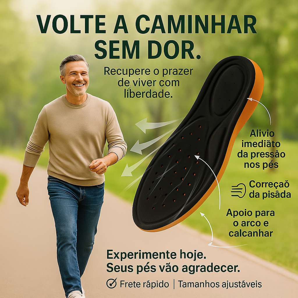 PAR DE PALMILHA ORTOPÉDICA EM GEL ANATÔMICA PARA ESPORÃO E DORES NOS PÉS