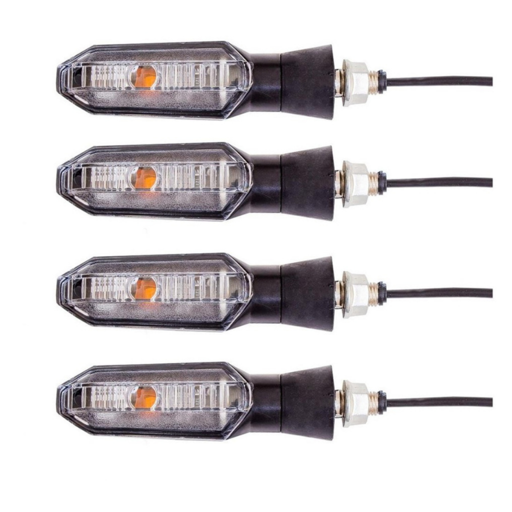 Kit Piscas Led Universal 4 Unidades Titan Fan Xre Twister Cbx Fazer 12v Rosca 10mm Seta Sequencial