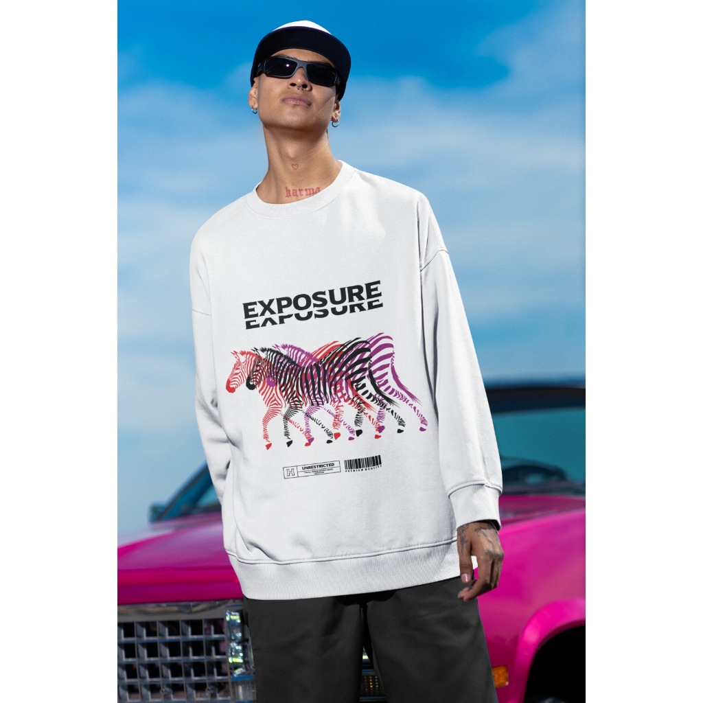 Moletom Careca Unissex ´´Exposure´´ Blusa de Frio-Zebra- Feminina Masculina- oversized stretwear