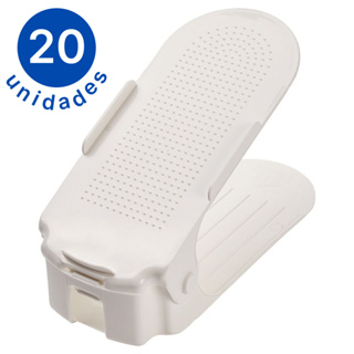Kit 20 Organizador de Sapatos com Regulagem Branco Economia de Espaço em Oferta na Shopee