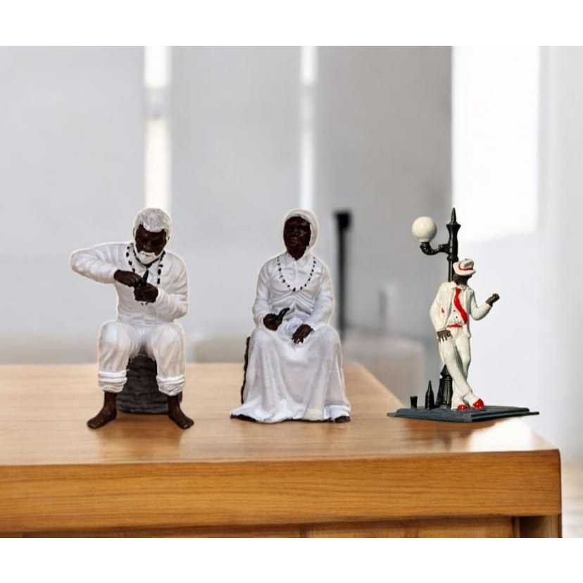 KIT 3 Imagens - Casal Pretos Velhos + Zé Pilintra 5cm Resina - Impressão 3D