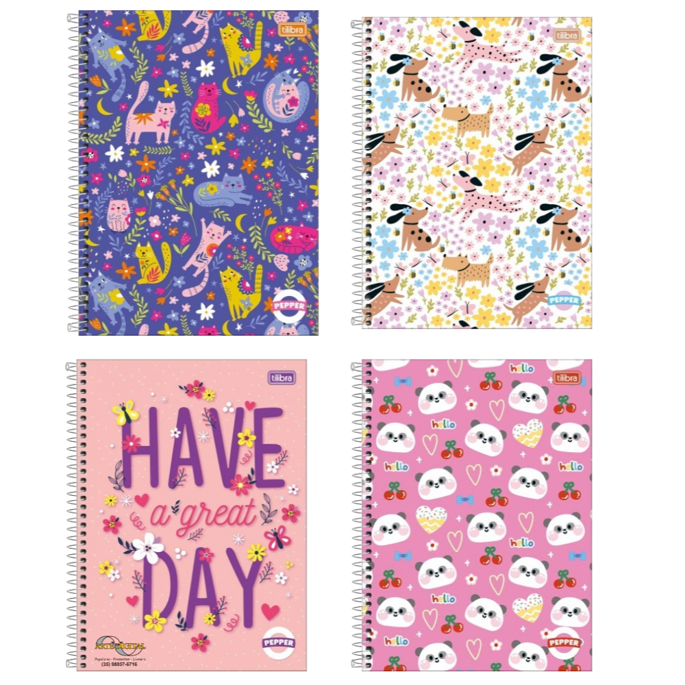 Caderno 10 Matérias Universitário  Pepper Tilibra Feminino 160Fls