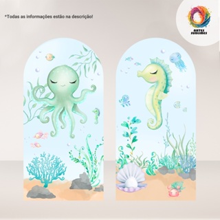 Capa de Painel Romano Face Unica Fundo do Mar 1x2 C/Elastico e Retangular c/ Overlock em Oferta na Shopee