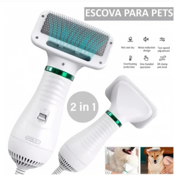 Escova Secadora Pet 2 em 1 Seca Remove Pelos Cachorro Gato Profissional 110V em Oferta na Shopee
