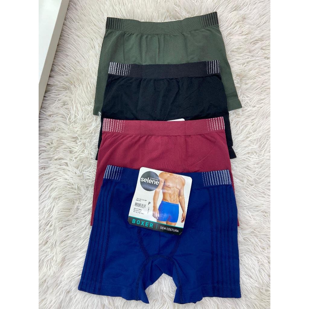 Cueca Selene Kit 3 Cueca Selene Box Adulto Tecido de Meia Sem Costura