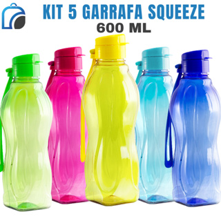 KIT com 5 Garrafas Squeeze 600ml –Várias Cores em Oferta na Shopee