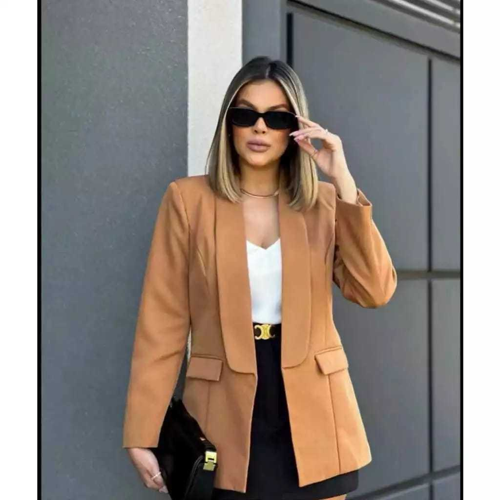 Blazer Feminino  Max Alfaiataria Socilal Manga Longa Premium em Oferta na Shopee