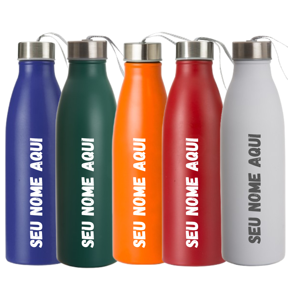 Garrafa Inox 750ml Com Alça - Squeeze - Personalizada Logo em Oferta na Shopee