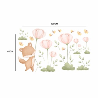 Adesivo de Parede em Recorte sem fundo raposa e flores 100x60cm - GVS DECOR em Oferta na Shopee