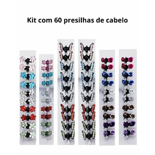 60 presilhas de cabelo,mini-piranhas com strass em Oferta na Shopee
