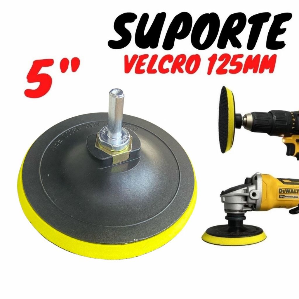 Suporte de Lixa Velcro 125mm 5" Rosca M14 - Tubarão
