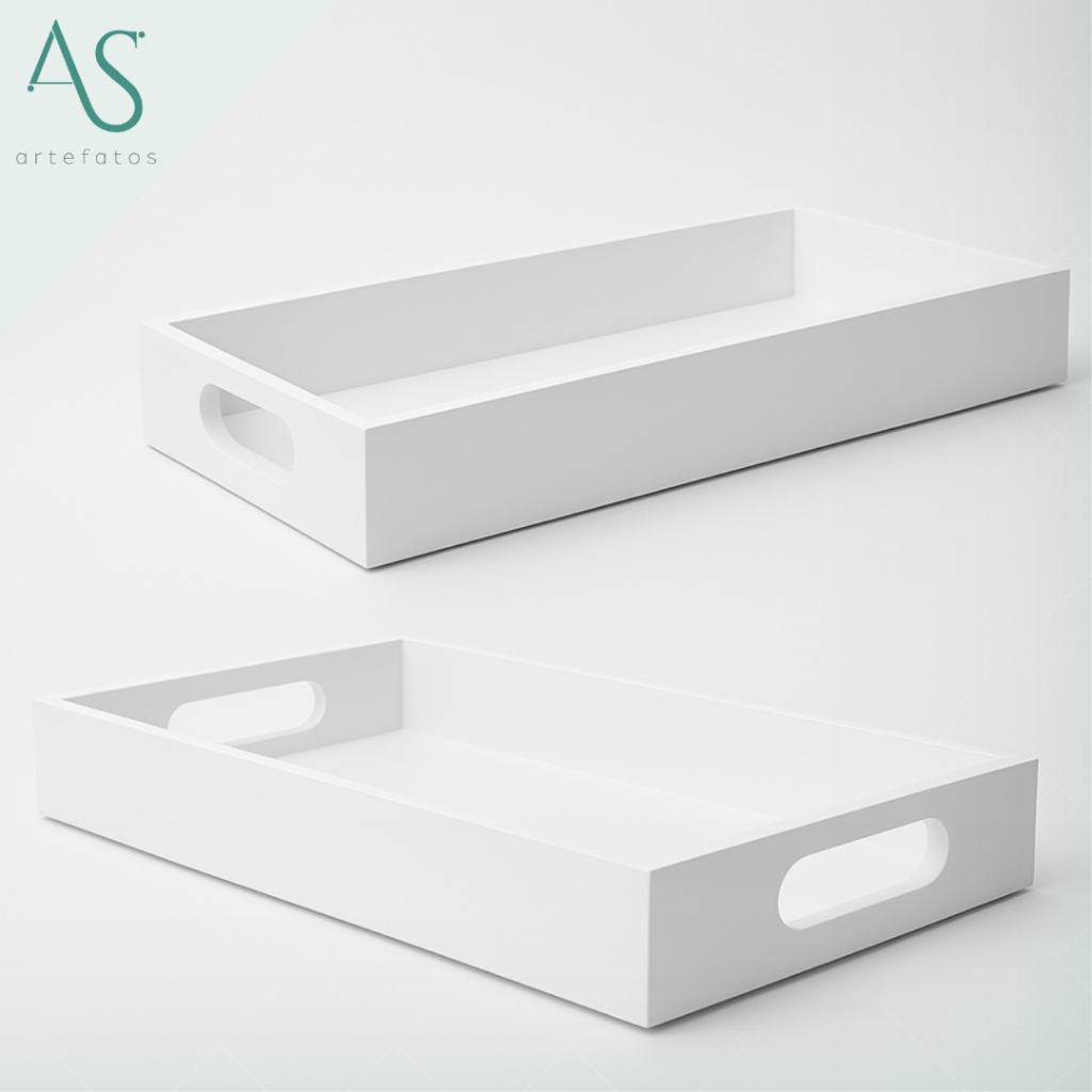 Kit Com 2 Bandejas Retangular Lisa Decoração Organizadora em Oferta na Shopee