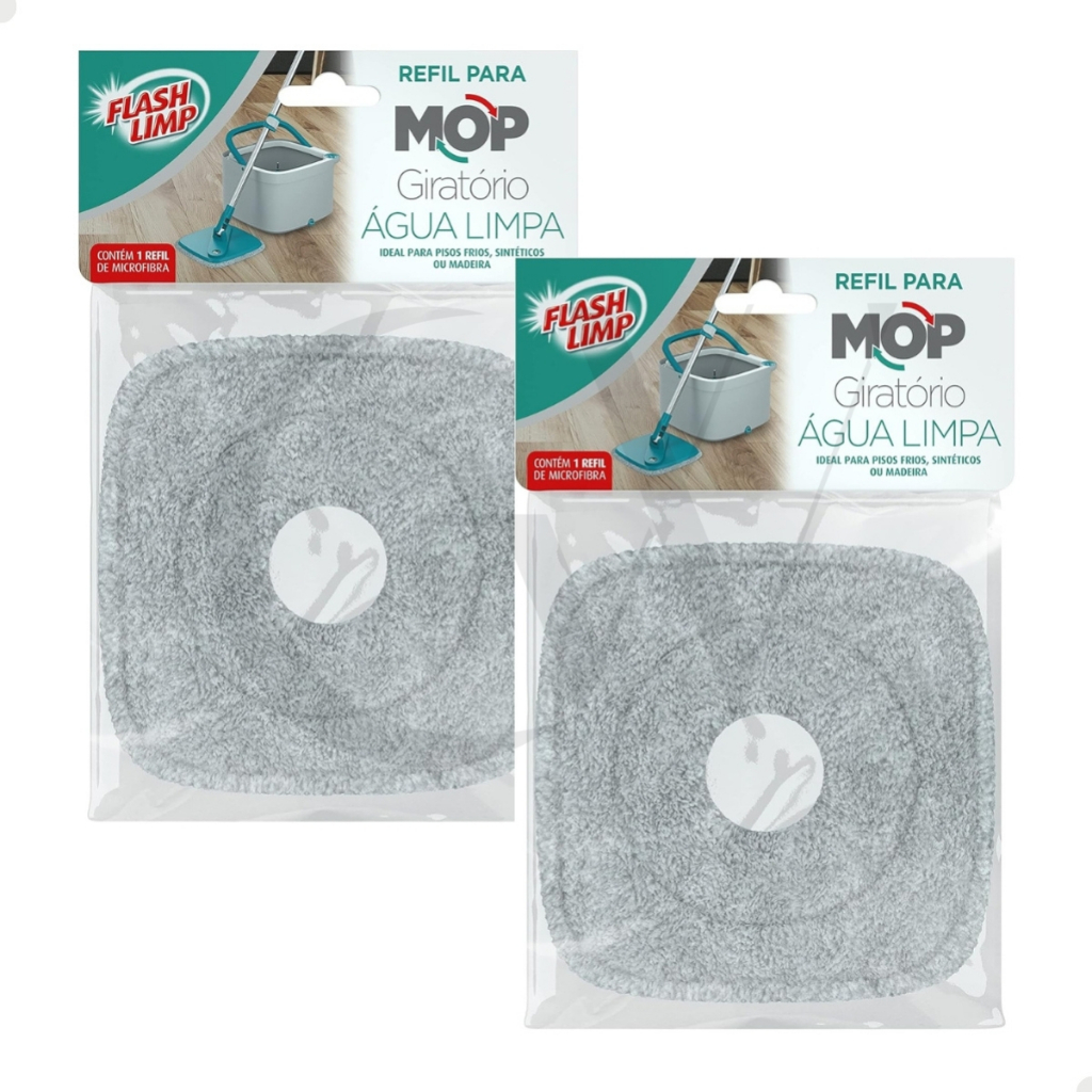 Refil De Microfibra Para Mop Giratorio Agua Limpa Flash Limp RMOP0648 Para Pisos Frios Sinteticos