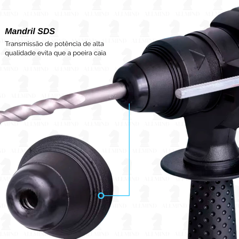 Martelete Rotativo Rompedor de Impacto 1200W com Maleta e 12 Peças — foto 9