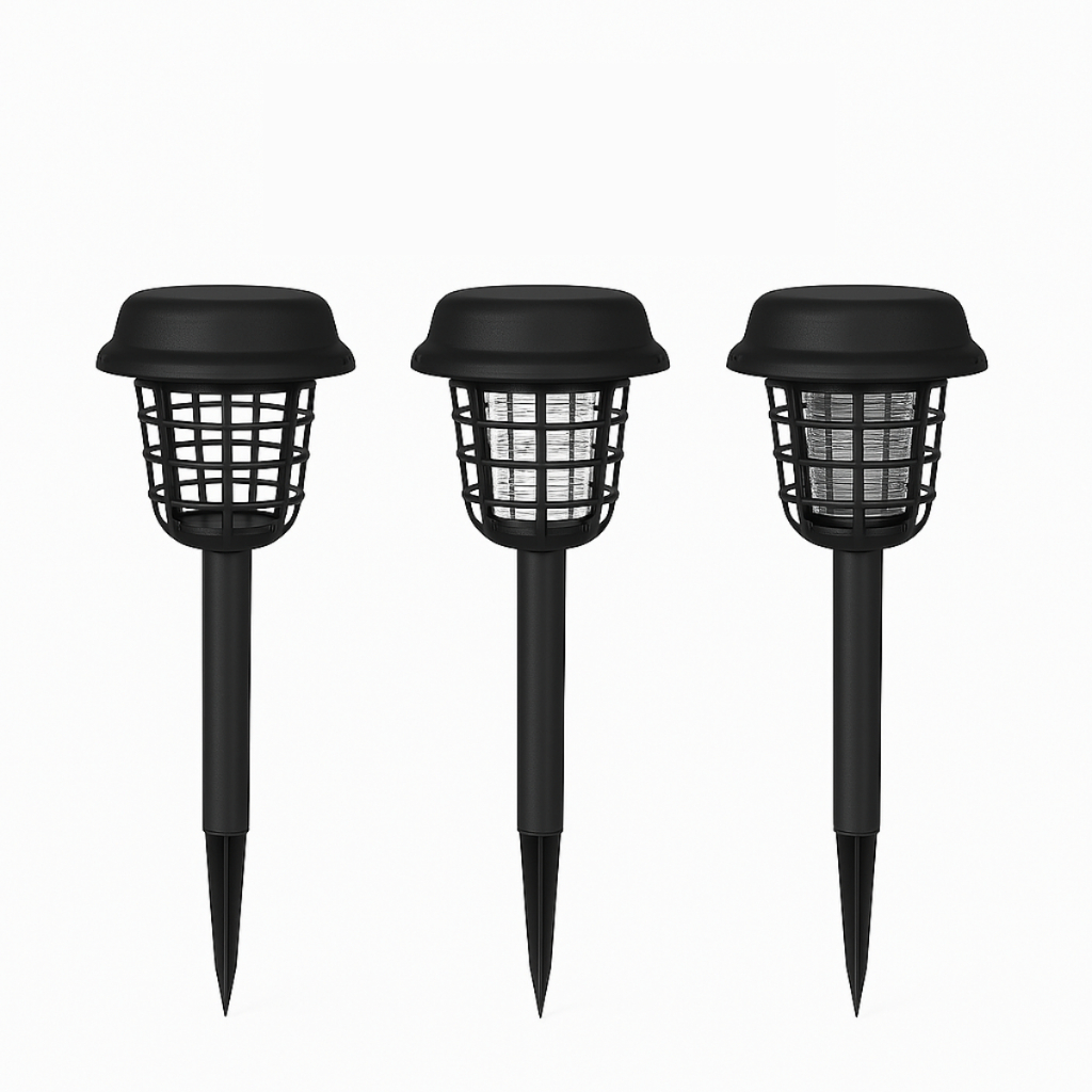kit3 Repelente de Jardim Solar Lampada Atrai Mata Mosquito Luminaria Eletronica Prova de Água