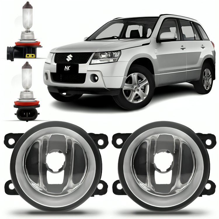 Par Farol Milha Suzuki Grand Vitara 2008 2009 á 2012 + Lâmpada Farolete Inferior Auxiliar Neblina