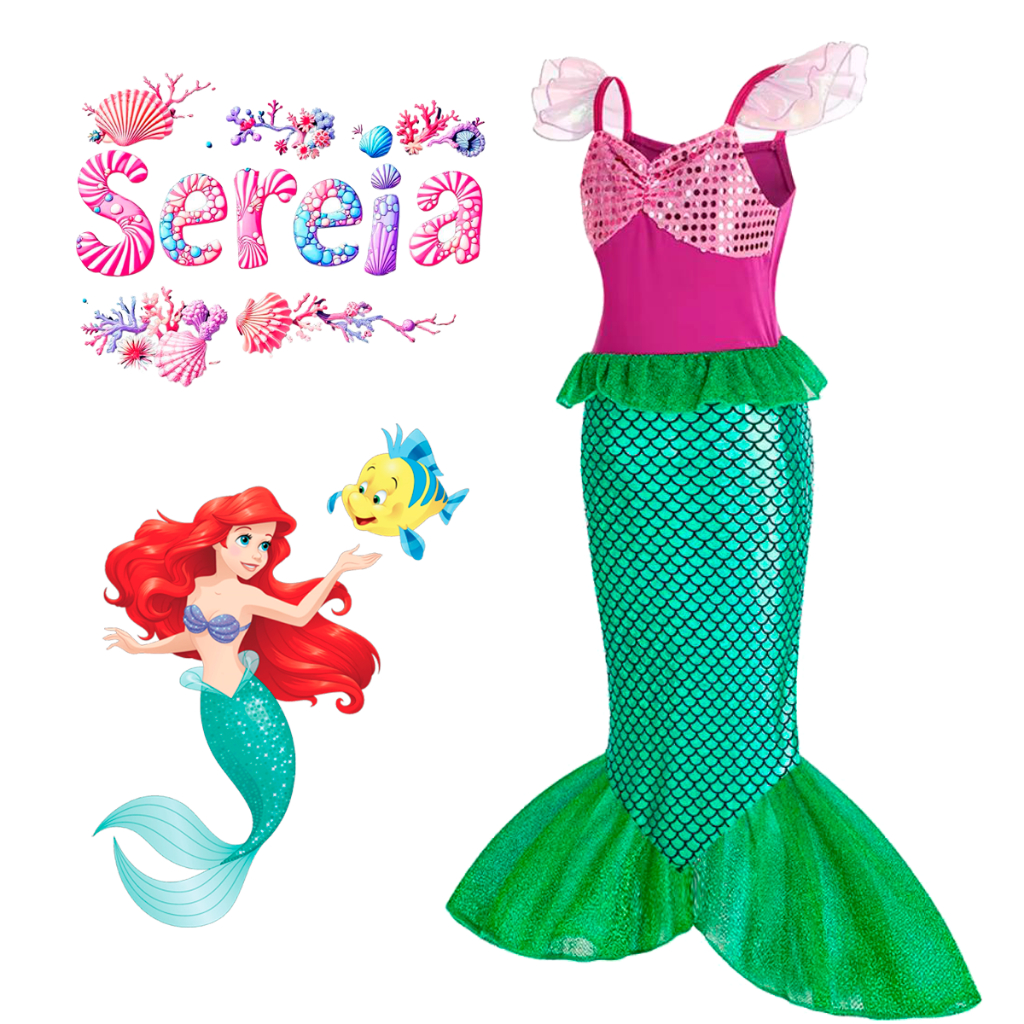 Fantasia Infantil Sereia Ariel - Comprar com Melhor Preço em Acessórios Infantis